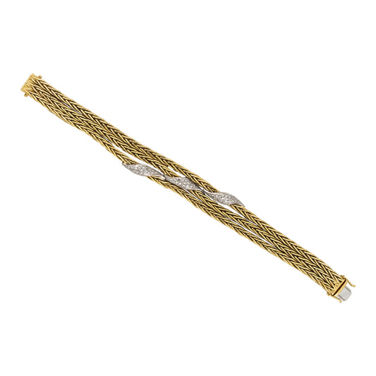 Garrard & Co. English 1970s 18KT Yellow Gold Diamond Bracelet front
