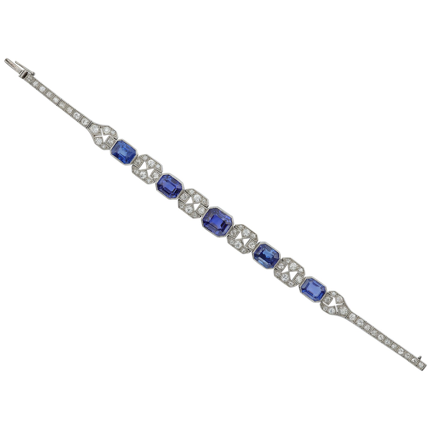 Art Deco Platinum Sapphire & Diamond Bracelet front