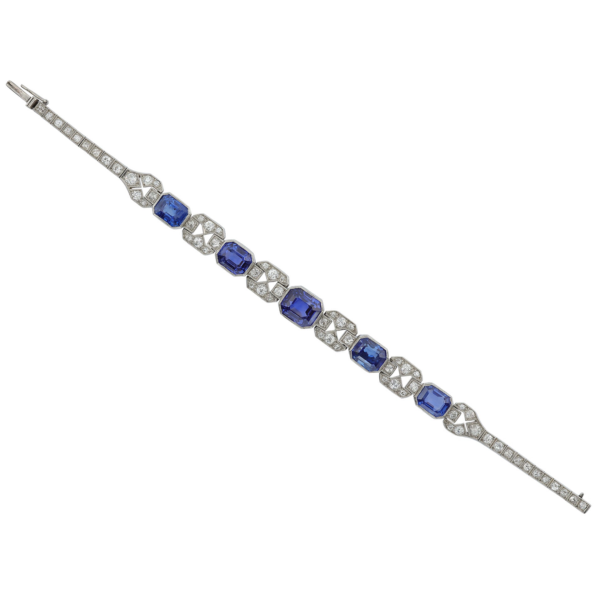 Art Deco Platinum Sapphire & Diamond Bracelet front