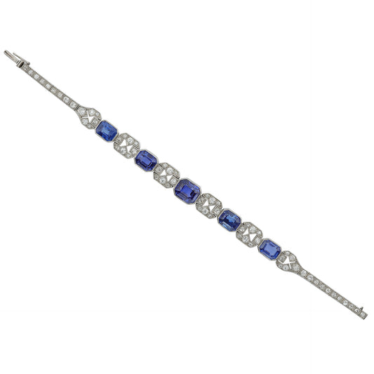 Art Deco Platinum Sapphire & Diamond Bracelet front