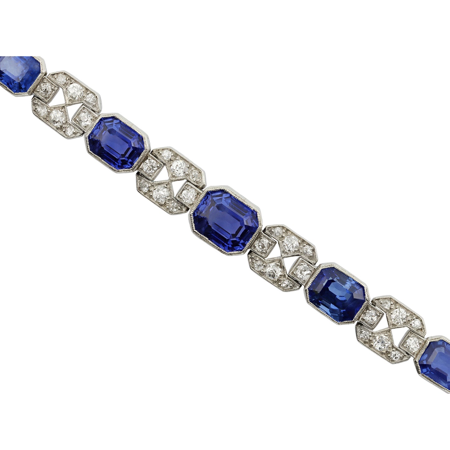 Art Deco Platinum Sapphire & Diamond Bracelet front