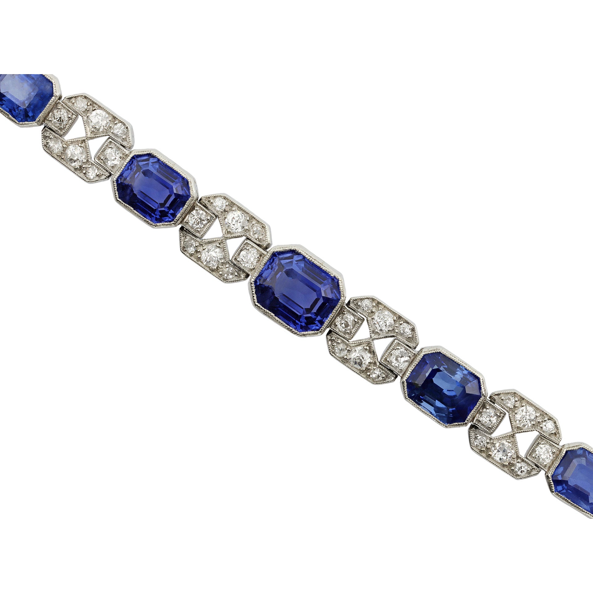 Art Deco Platinum Sapphire & Diamond Bracelet front