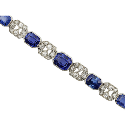 Art Deco Platinum Sapphire & Diamond Bracelet front