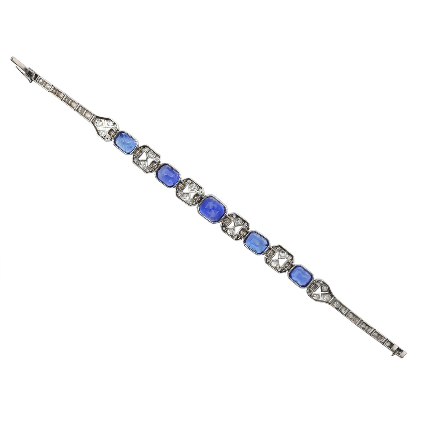 Art Deco Platinum Sapphire & Diamond Bracelet back
