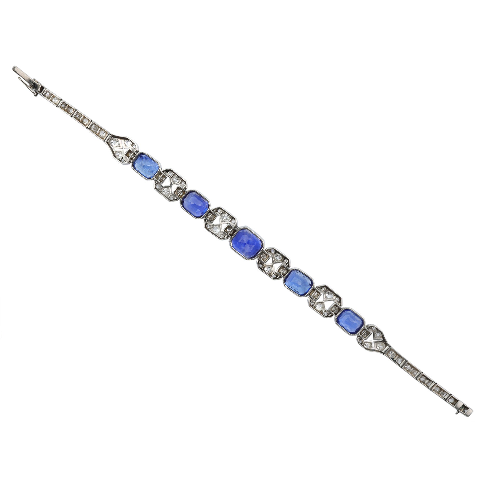 Art Deco Platinum Sapphire & Diamond Bracelet back