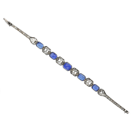 Art Deco Platinum Sapphire & Diamond Bracelet back