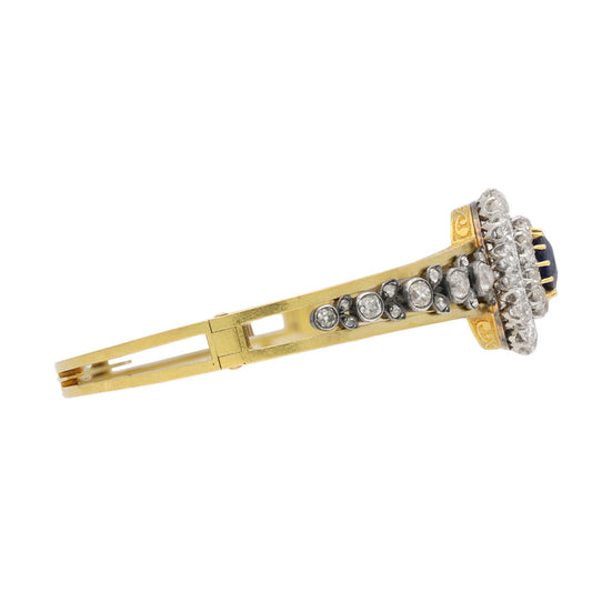 French Victorian Silver & 18KT Yellow Gold Sapphire & Diamond Ring & Bracelet side