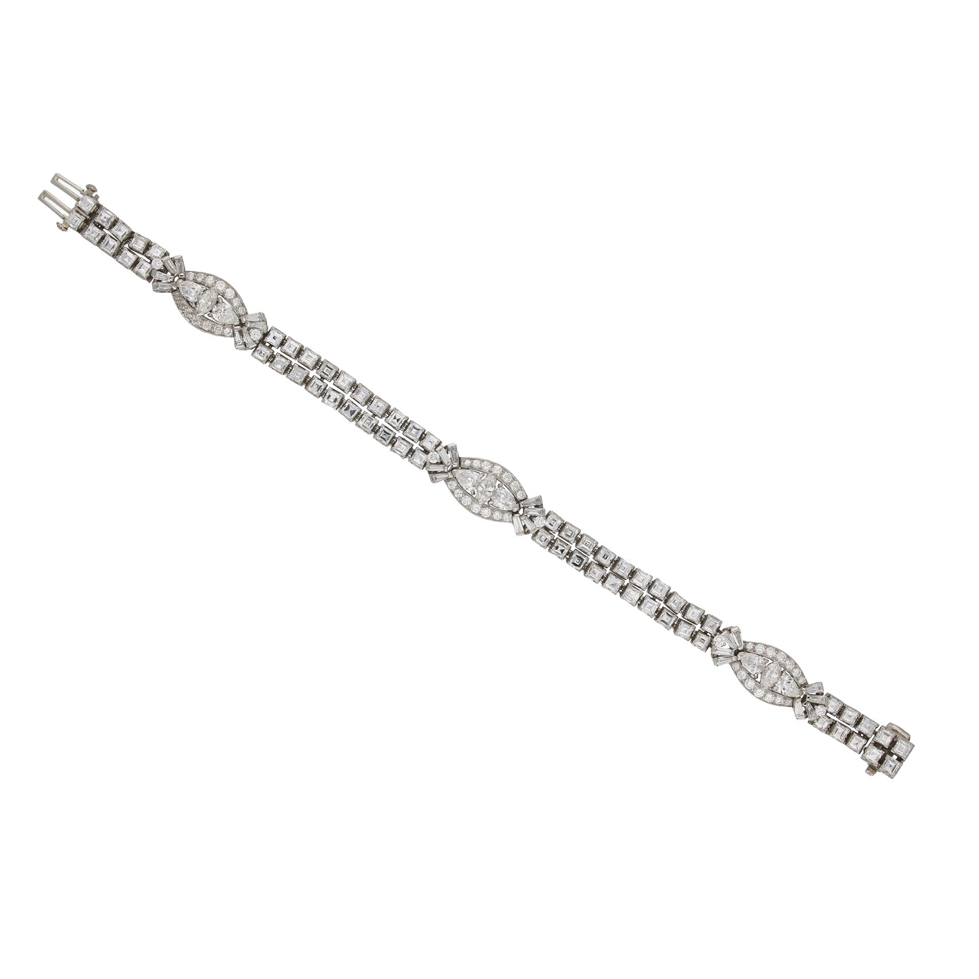 Oscar Heyman Bros. 1950s Platinum Diamond Bracelet front