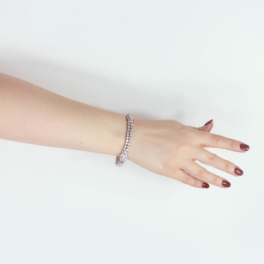 Oscar Heyman Bros. 1950s Platinum Diamond Bracelet on wrist