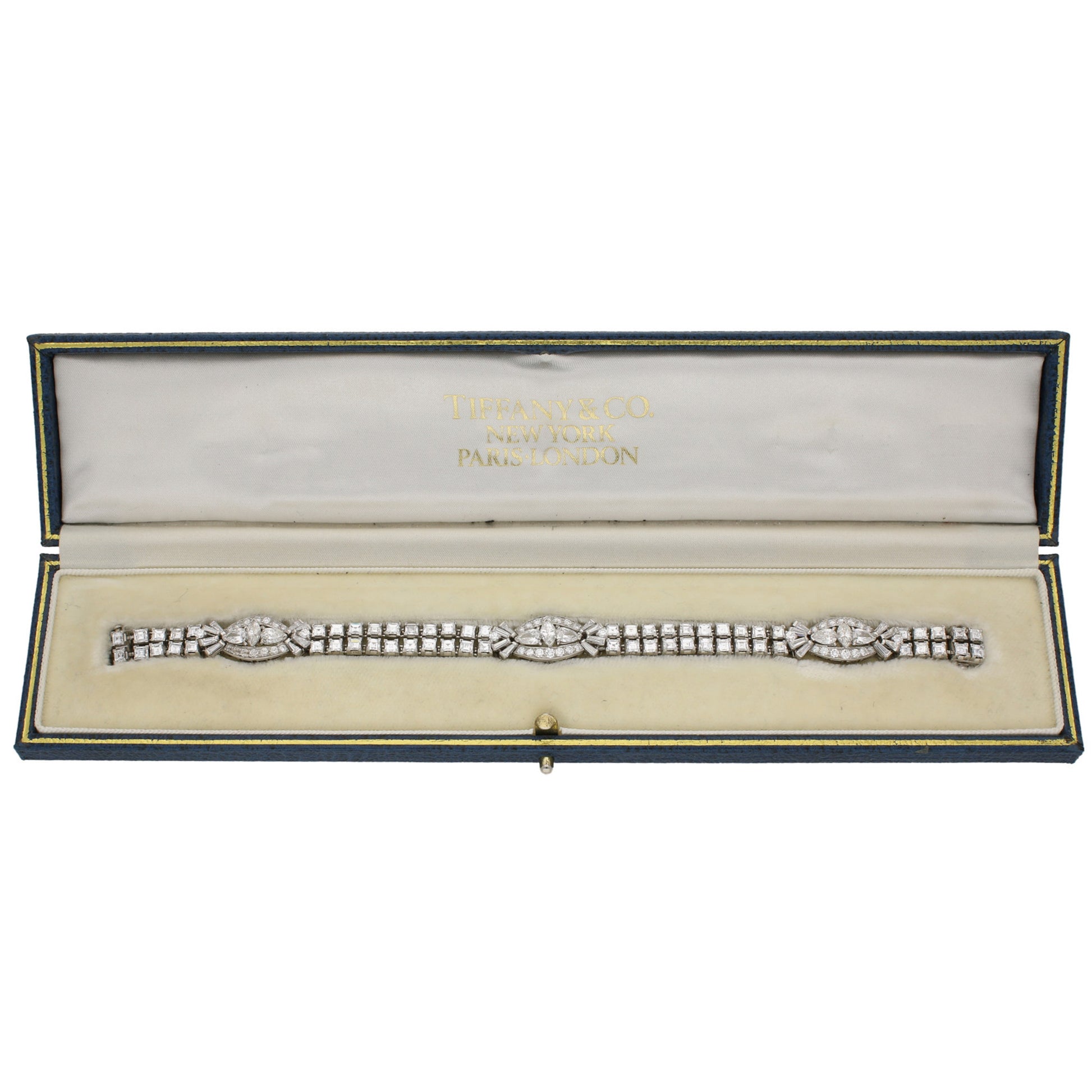 Oscar Heyman Bros. 1950s Platinum Diamond Bracelet in box