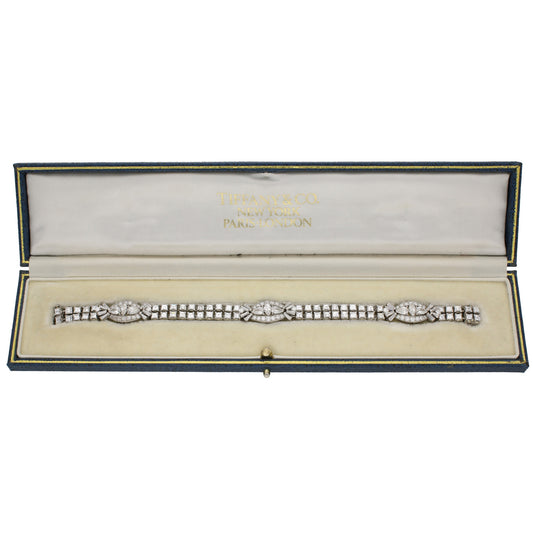 Oscar Heyman Bros. 1950s Platinum Diamond Bracelet in box