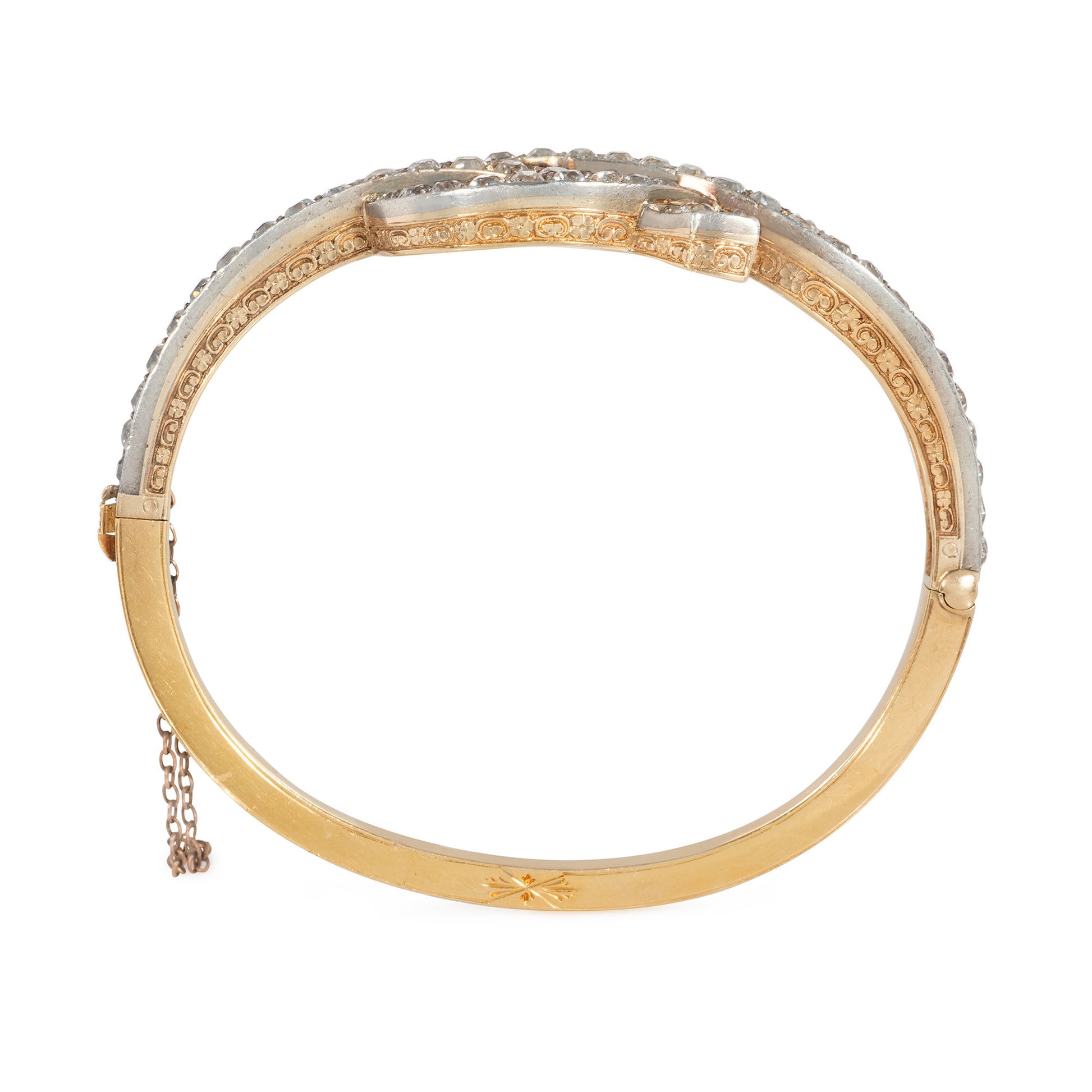 Victorian Silver & 18KT Yellow Gold Diamond Bracelet profile