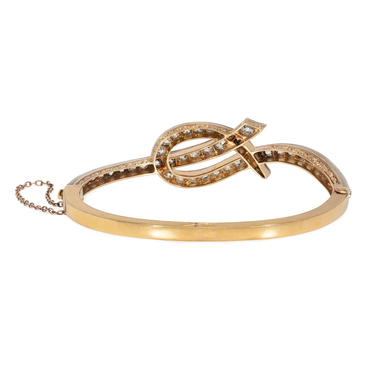 Victorian Silver & 18KT Yellow Gold Diamond Bracelet back