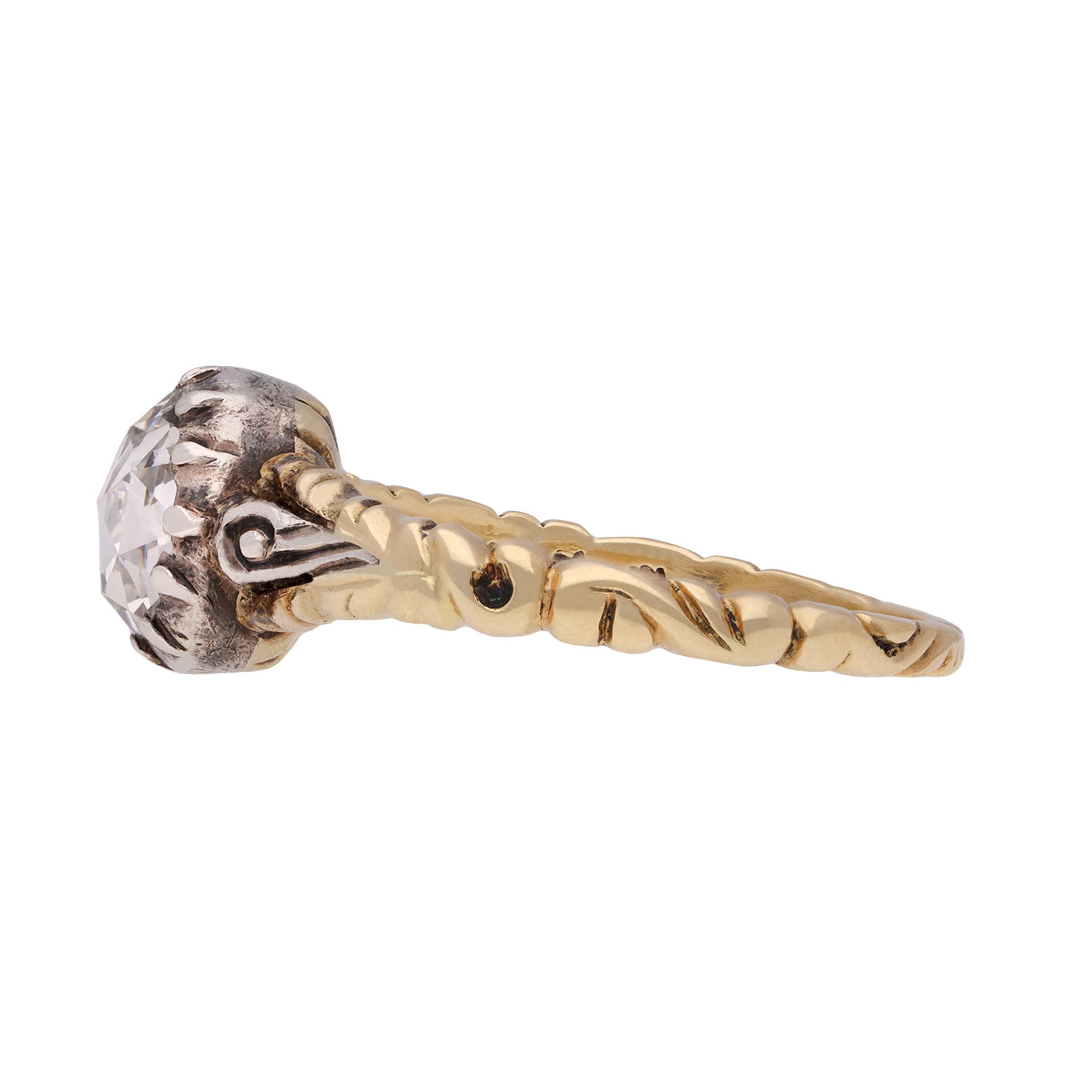 Georgian Silver & 18KT Yellow Gold Diamond Ring side