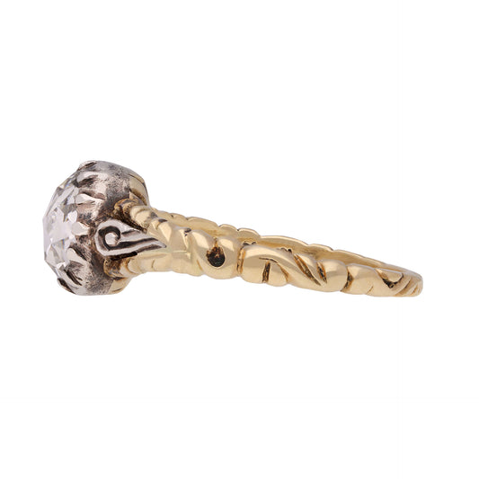 Georgian Silver & 18KT Yellow Gold Diamond Ring side
