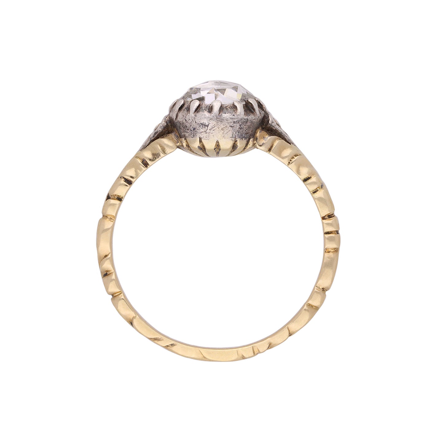 Georgian Silver & 18KT Yellow Gold Diamond Ring profile