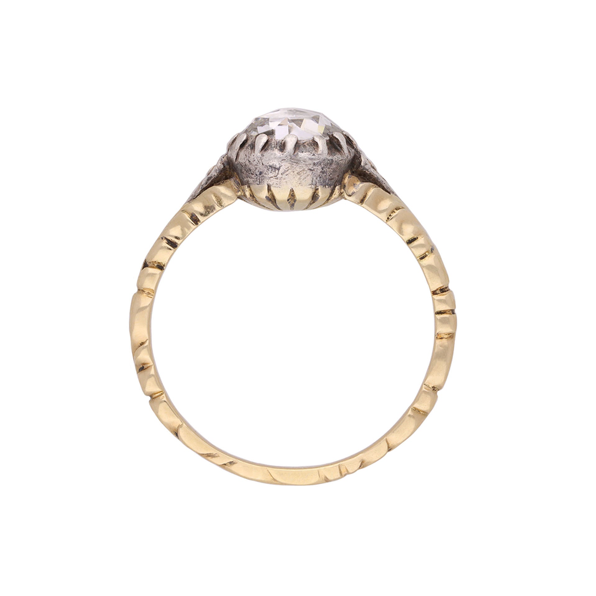 Georgian Silver & 18KT Yellow Gold Diamond Ring profile