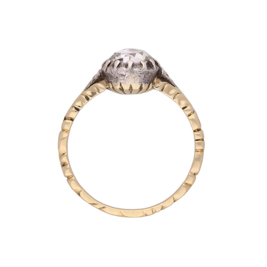 Georgian Silver & 18KT Yellow Gold Diamond Ring profile