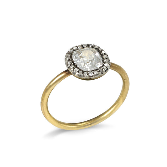 Georgian Silver & 18KT Yellow Gold Diamond Ring profile