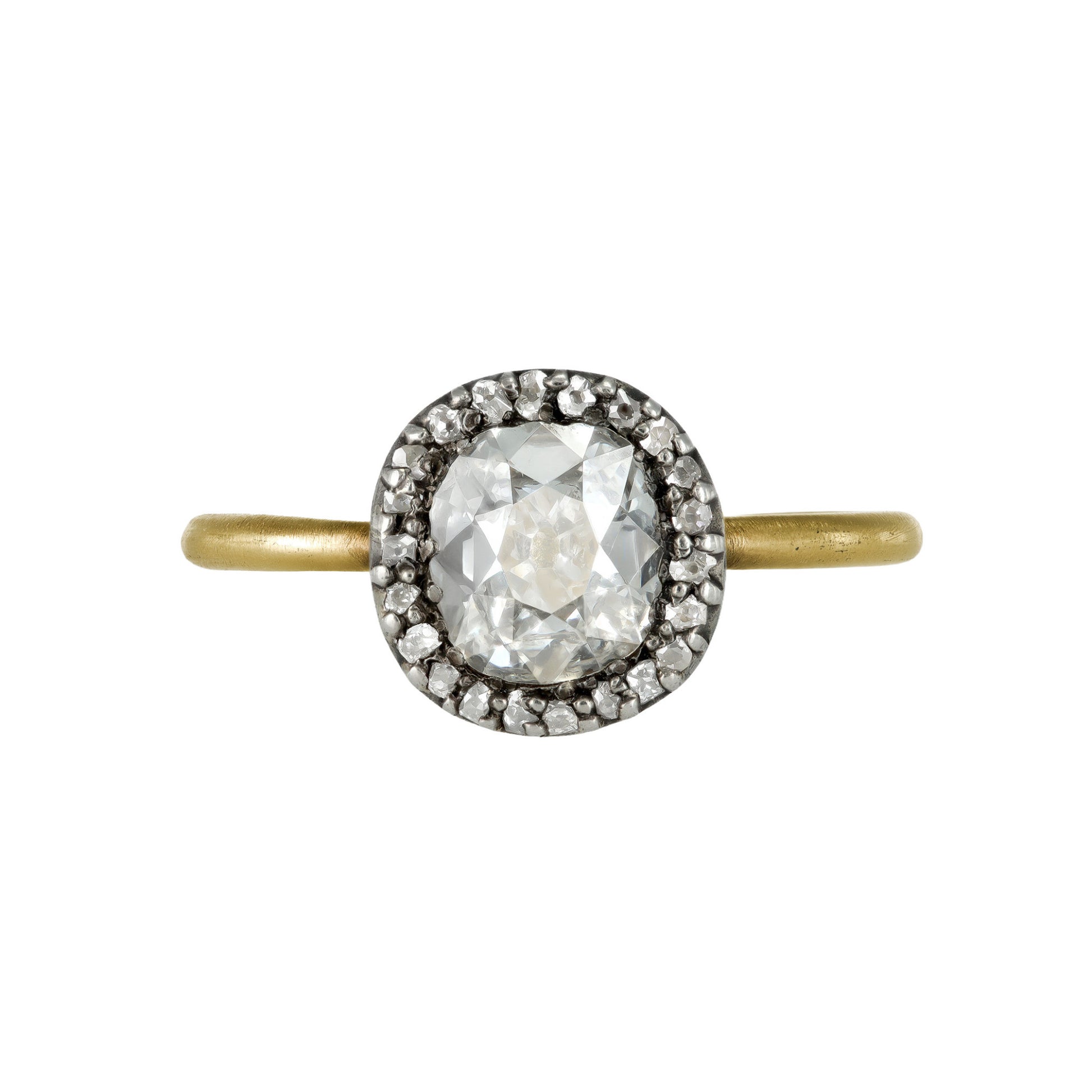 Georgian Silver & 18KT Yellow Gold Diamond Ring front