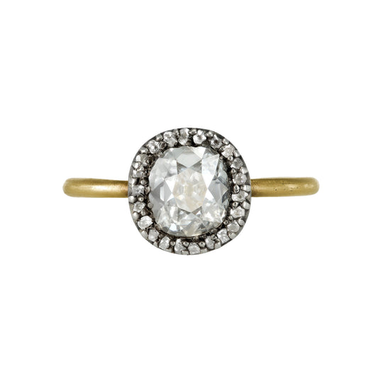 Georgian Silver & 18KT Yellow Gold Diamond Ring front