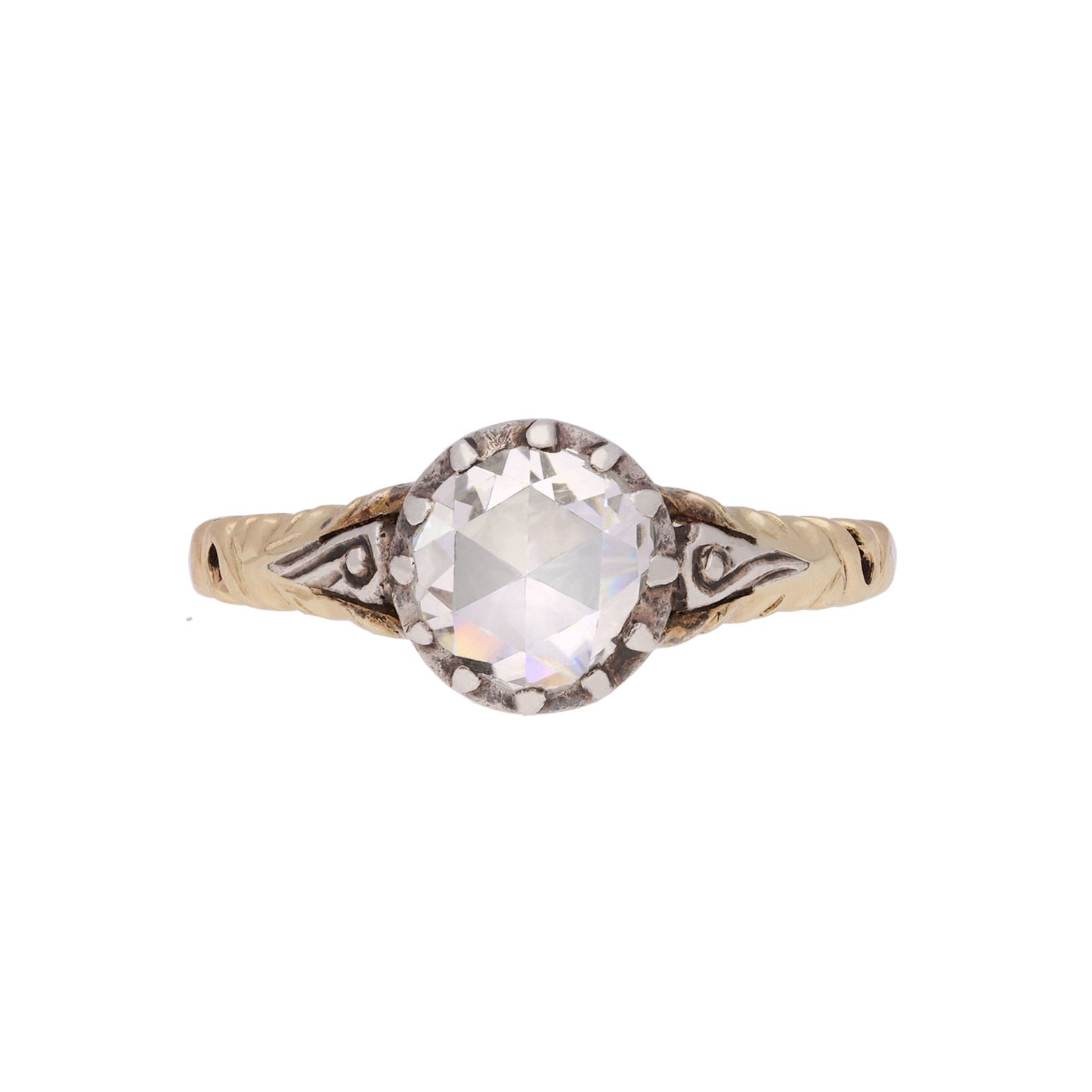 Georgian Silver & 18KT Yellow Gold Diamond Ring front