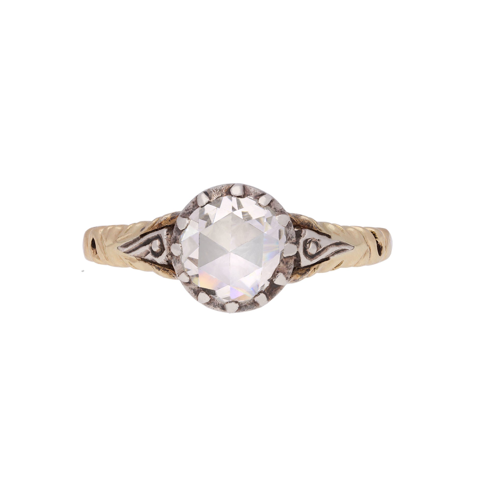Georgian Silver & 18KT Yellow Gold Diamond Ring front