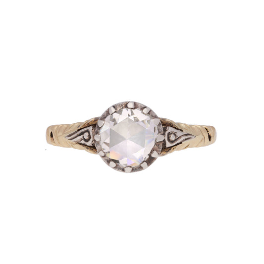 Georgian Silver & 18KT Yellow Gold Diamond Ring front