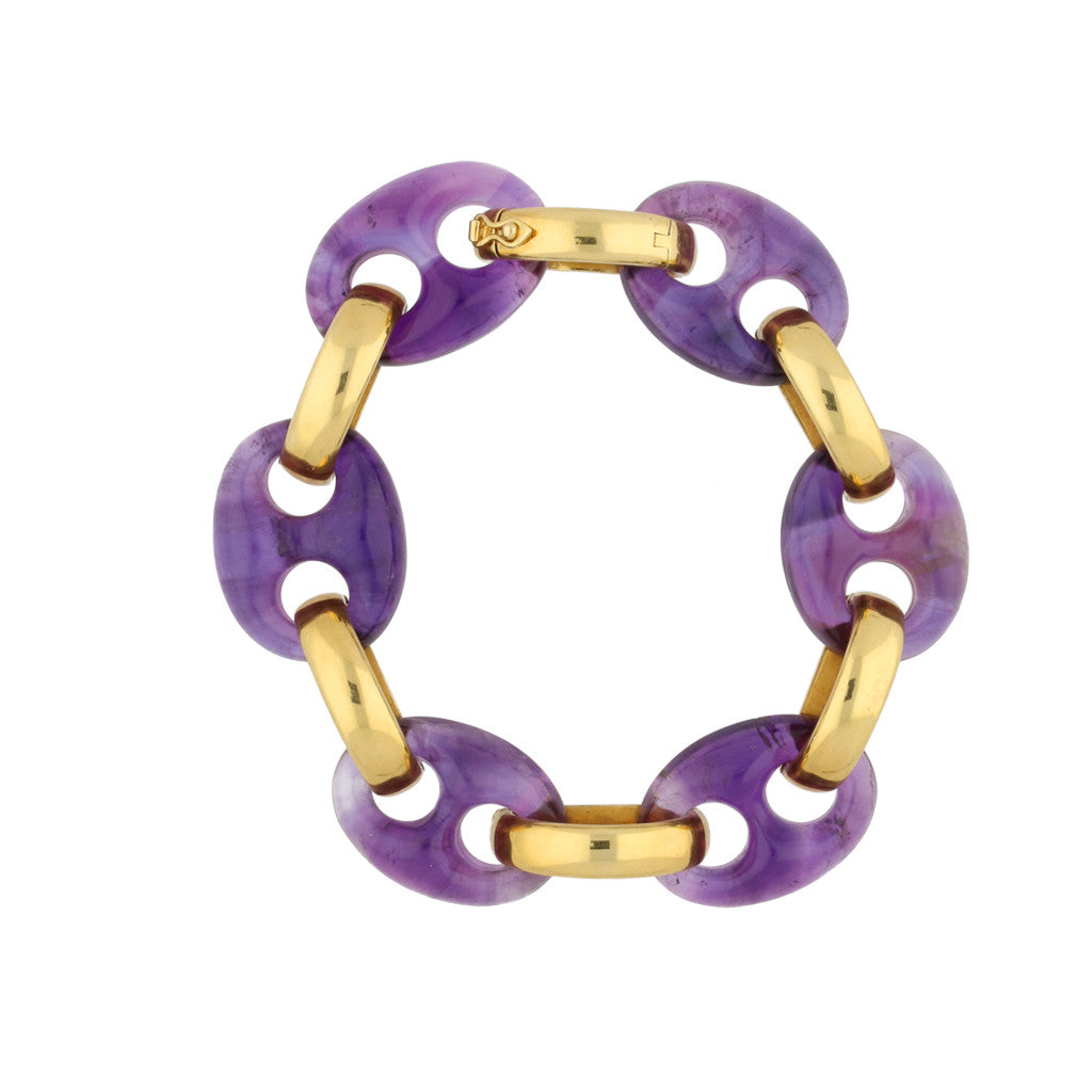 Garrard & Co. English 1970s 18KT Yellow Gold Amethyst Bracelet front