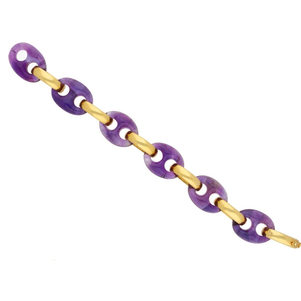 Garrard & Co. English 1970s 18KT Yellow Gold Amethyst Bracelet front