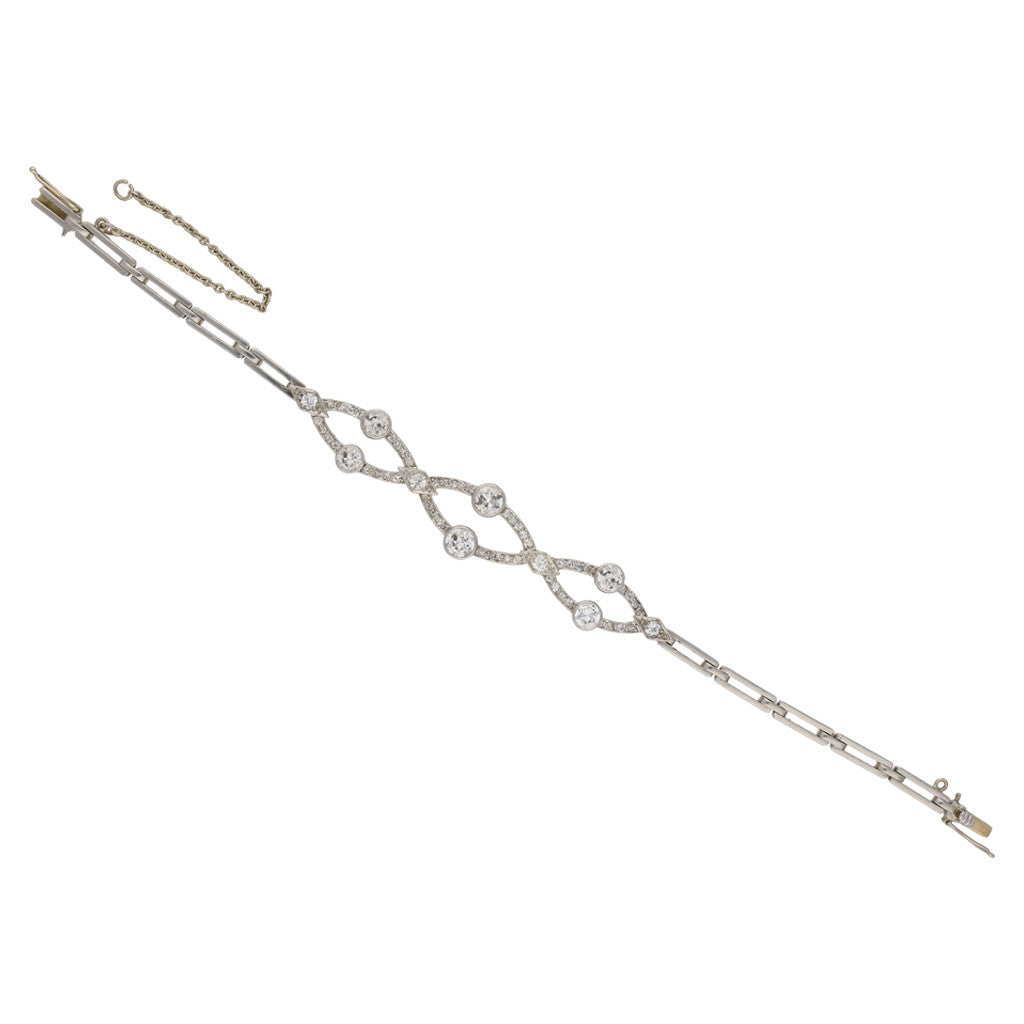 Edwardian Platinum & 18KT Yellow Gold Diamond Bracelet front