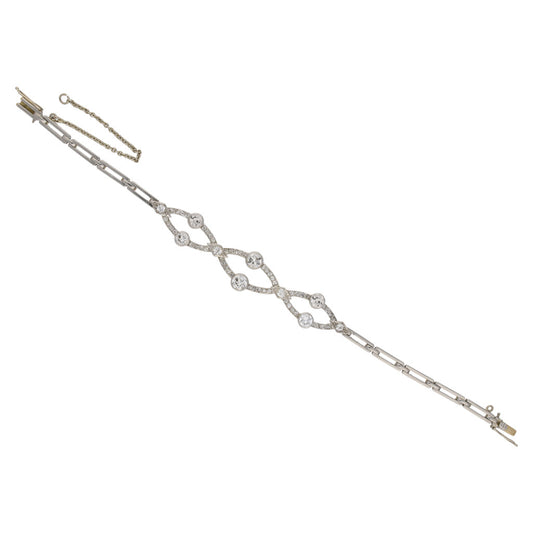 Edwardian Platinum & 18KT Yellow Gold Diamond Bracelet front