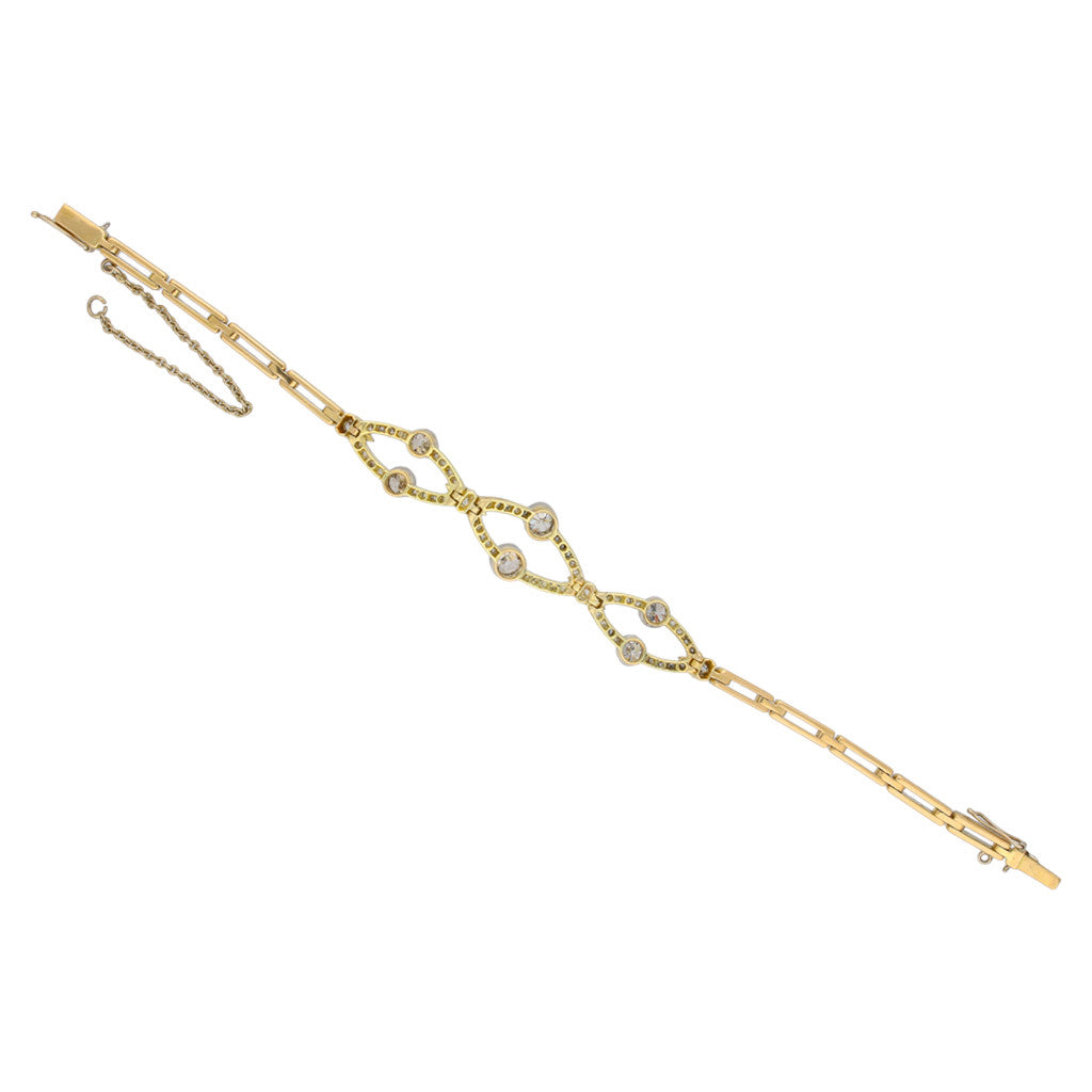 Edwardian Platinum & 18KT Yellow Gold Diamond Bracelet back