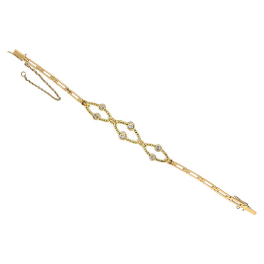 Edwardian Platinum & 18KT Yellow Gold Diamond Bracelet back