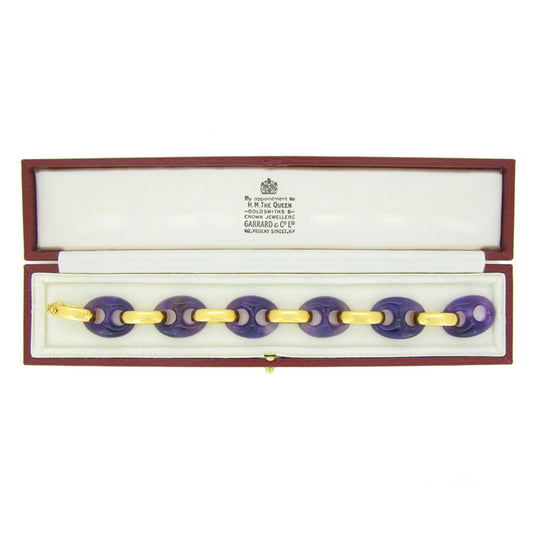 Garrard & Co. English 1970s 18KT Yellow Gold Amethyst Bracelet in box
