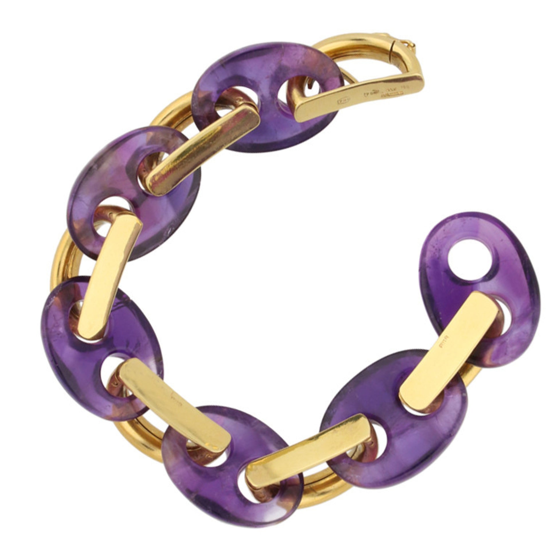 Garrard & Co. English 1970s 18KT Yellow Gold Amethyst Bracelet back