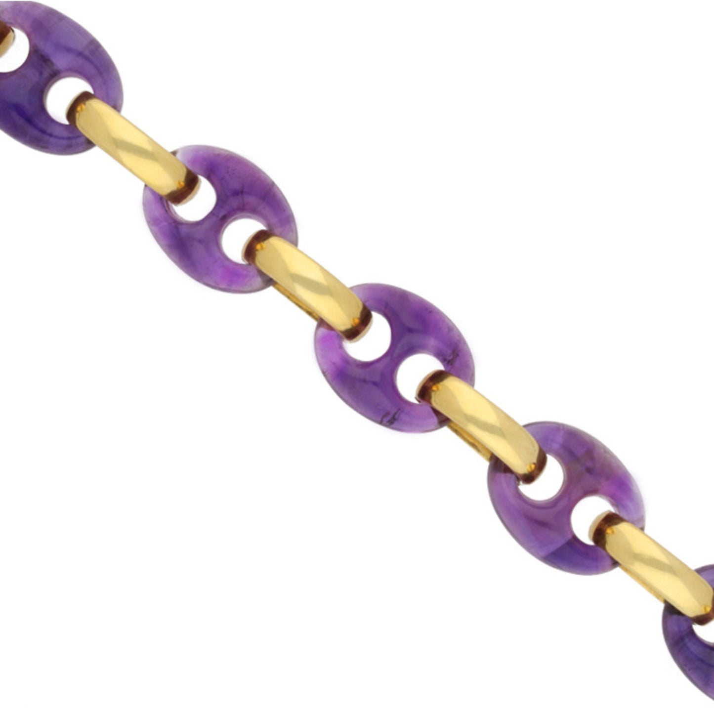 Garrard & Co. English 1970s 18KT Yellow Gold Amethyst Bracelet close up