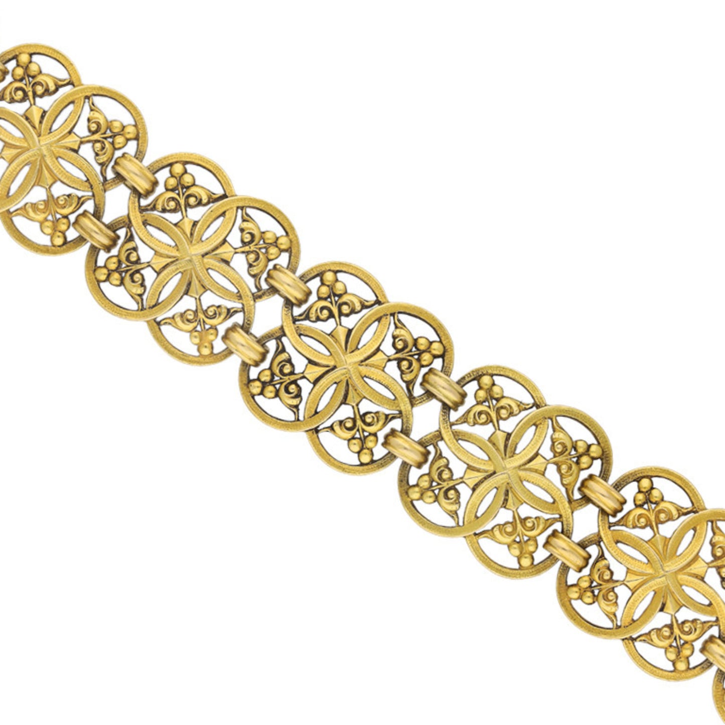 Wiese French Gothic Revival 18KT Yellow Gold Bracelet close up