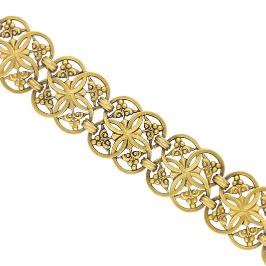 Wiese French Gothic Revival 18KT Yellow Gold Bracelet close up
