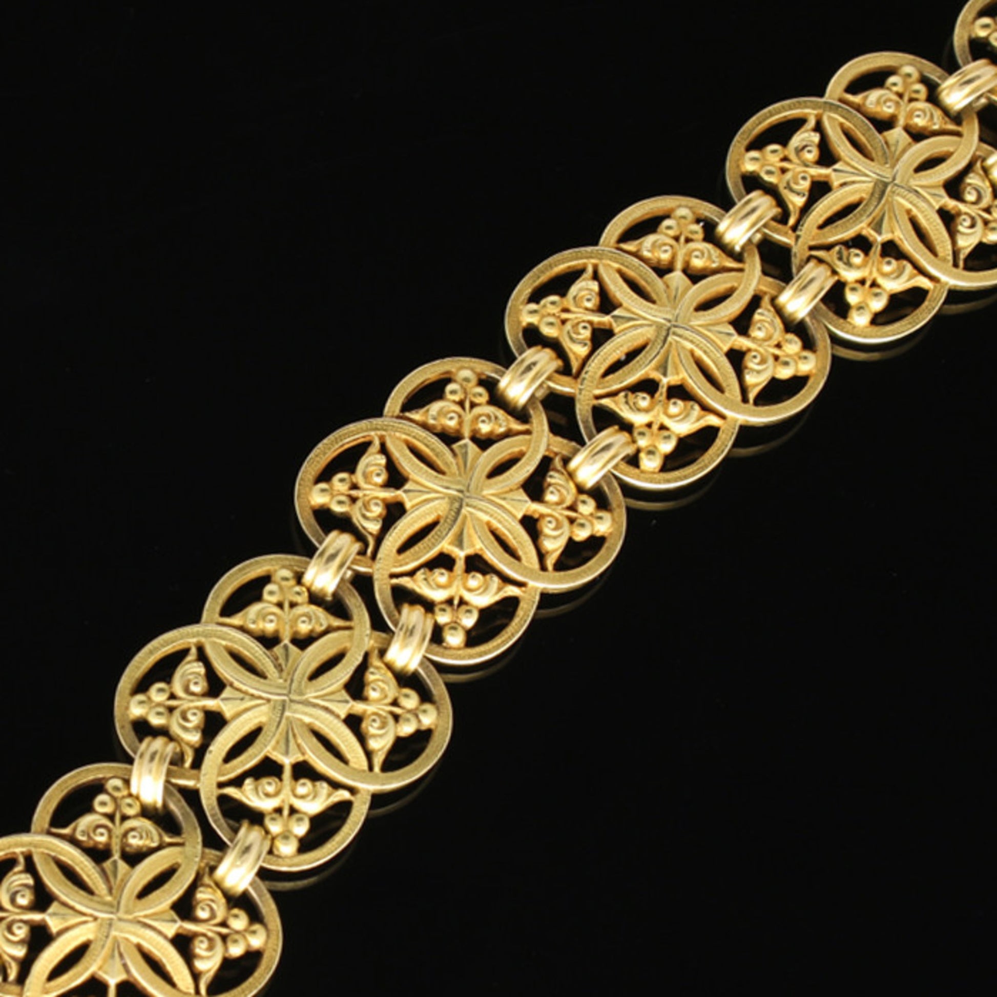 Wiese French Gothic Revival 18KT Yellow Gold Bracelet close up
