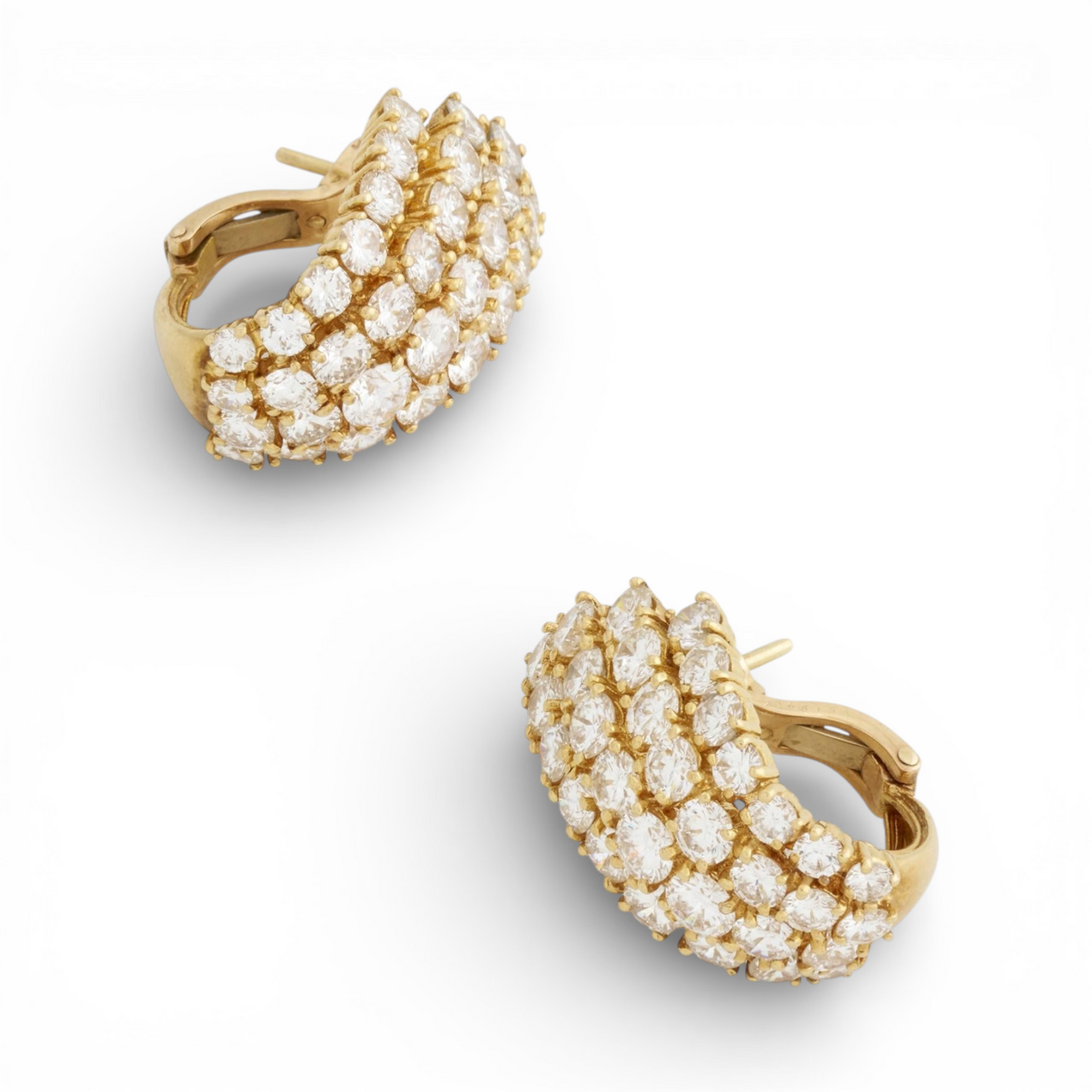 Cartier Paris 1970s 18KT Yellow Gold Diamond Earrings front