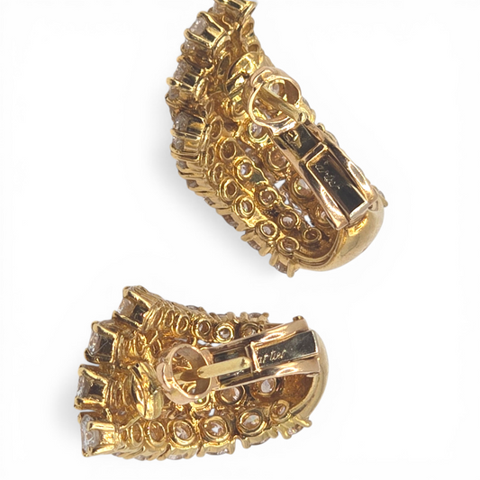 Cartier Paris 1970s 18KT Yellow Gold Diamond Earrings back