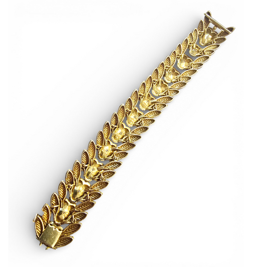 French 1950s 18KT Yellow Gold Ruby, Emerald & Sapphire Bracelet back