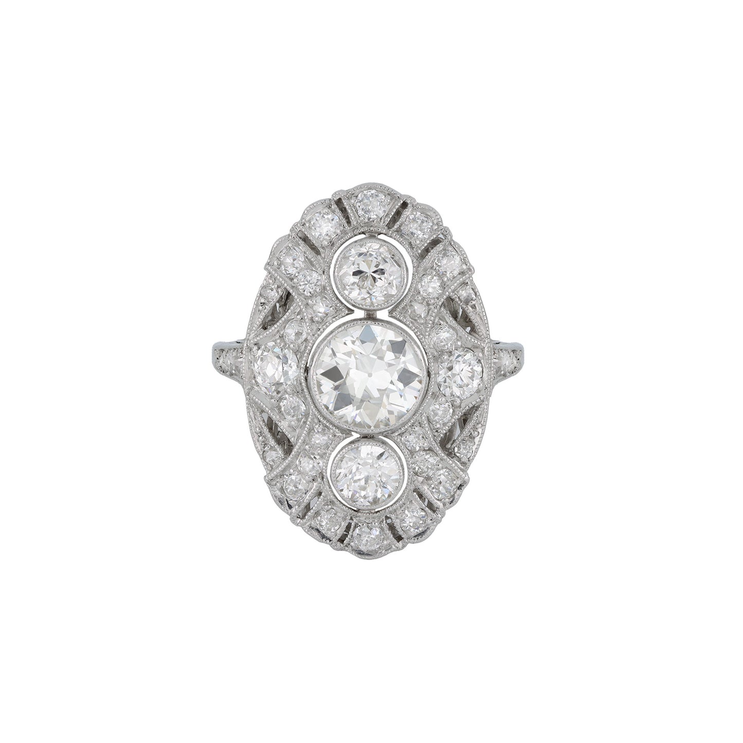 Art Deco Platinum Diamond Ring front