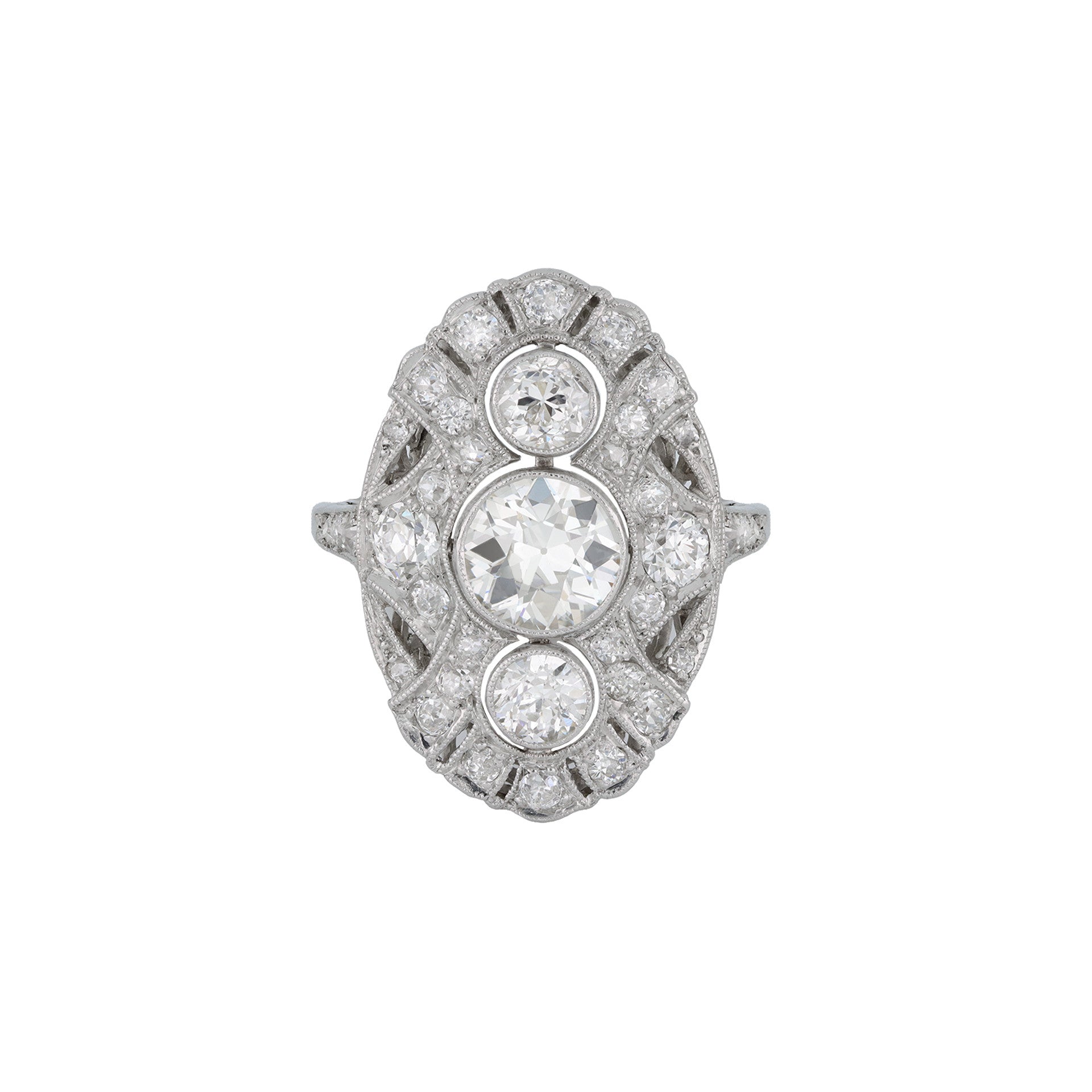 Art Deco Platinum Diamond Ring front