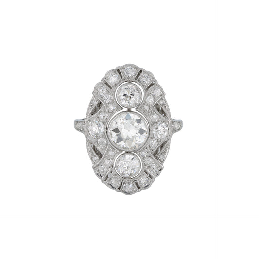 Art Deco Platinum Diamond Ring front