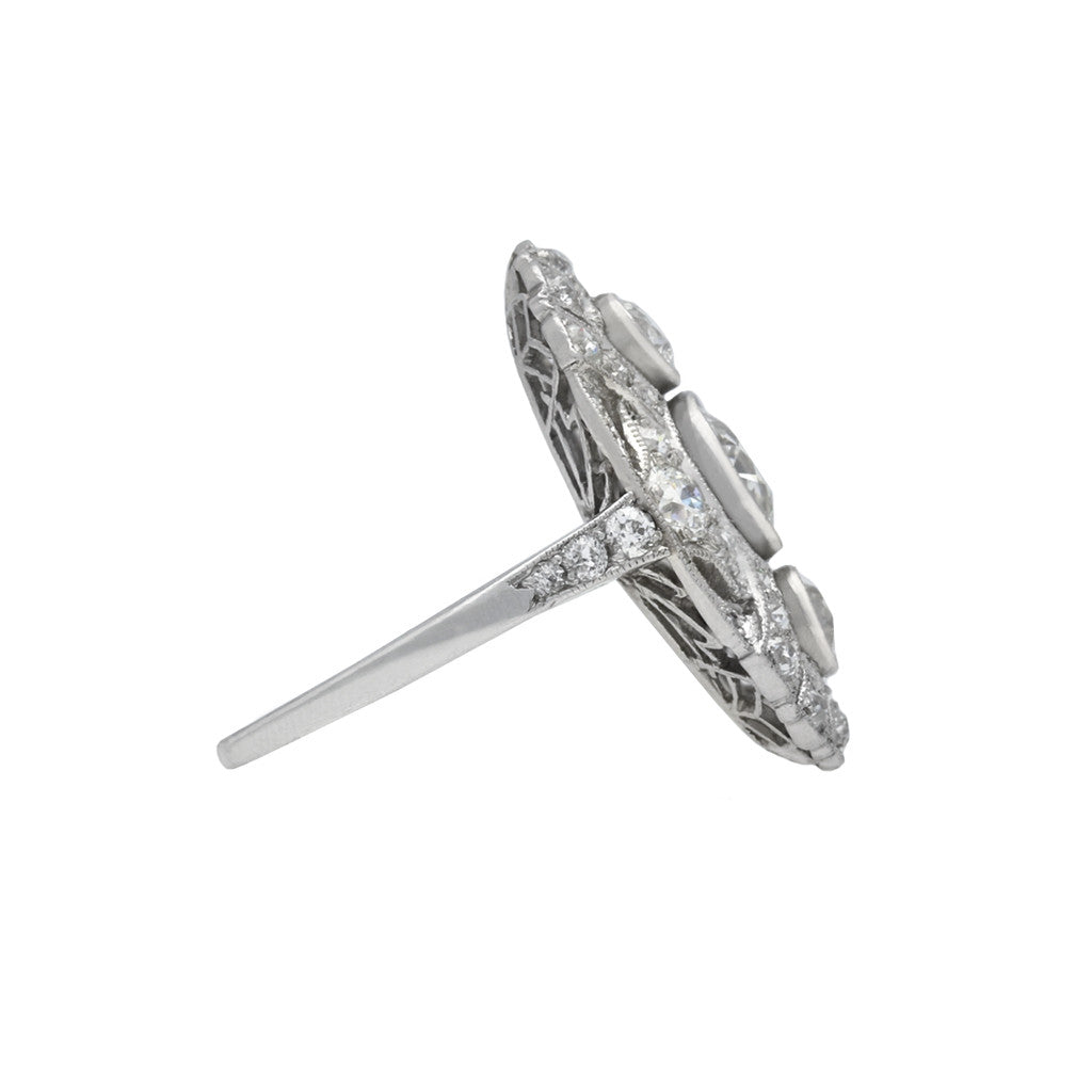 Art Deco Platinum Diamond Ring side