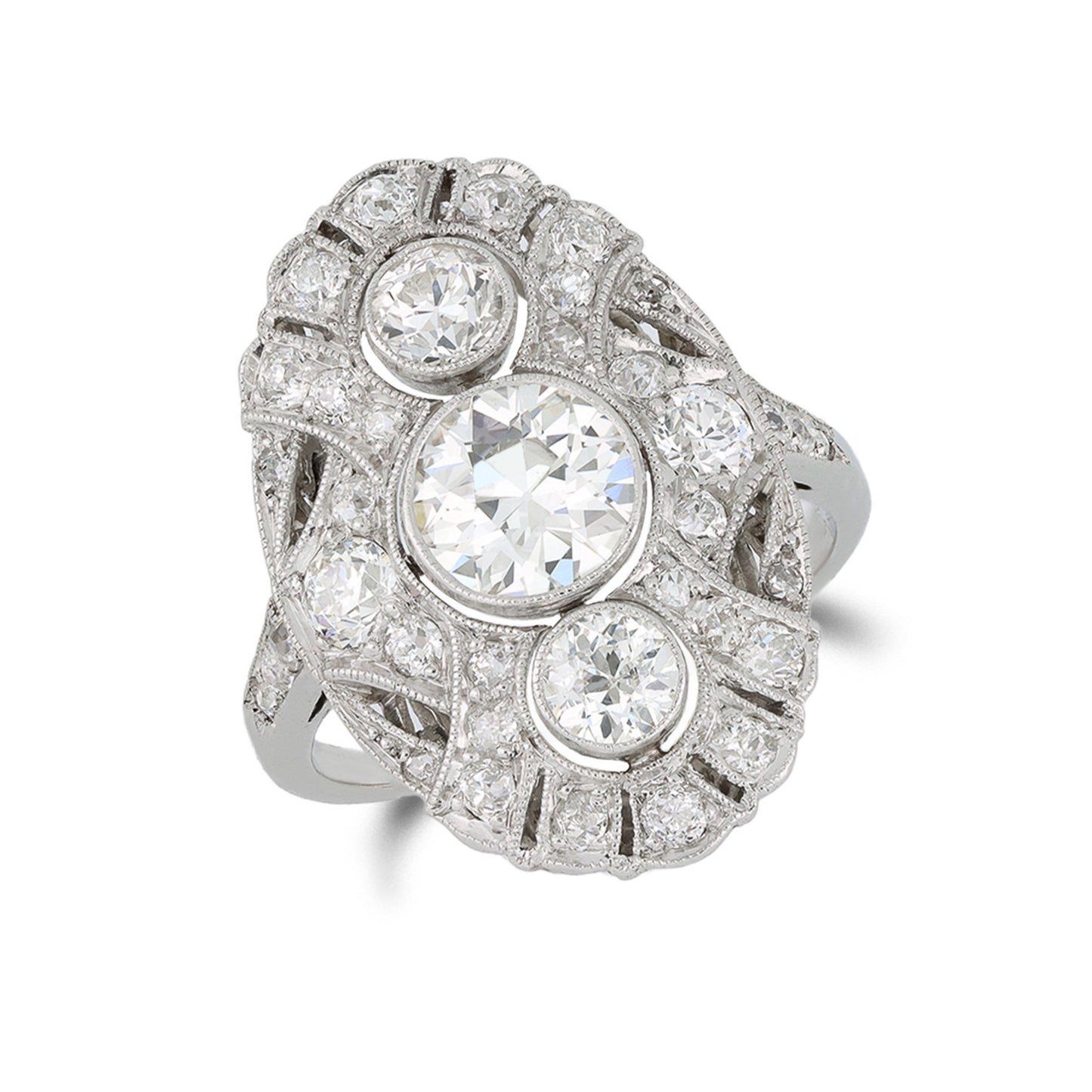 Art Deco Platinum Diamond Ring front