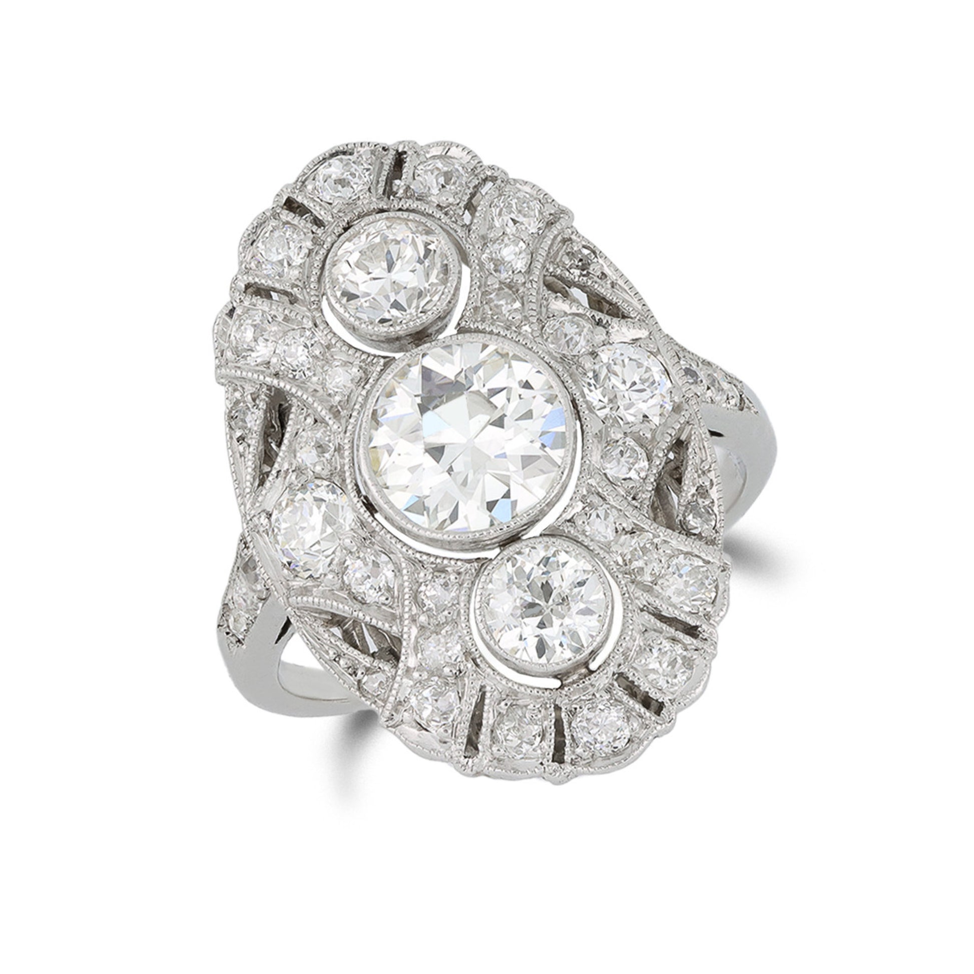 Art Deco Platinum Diamond Ring front