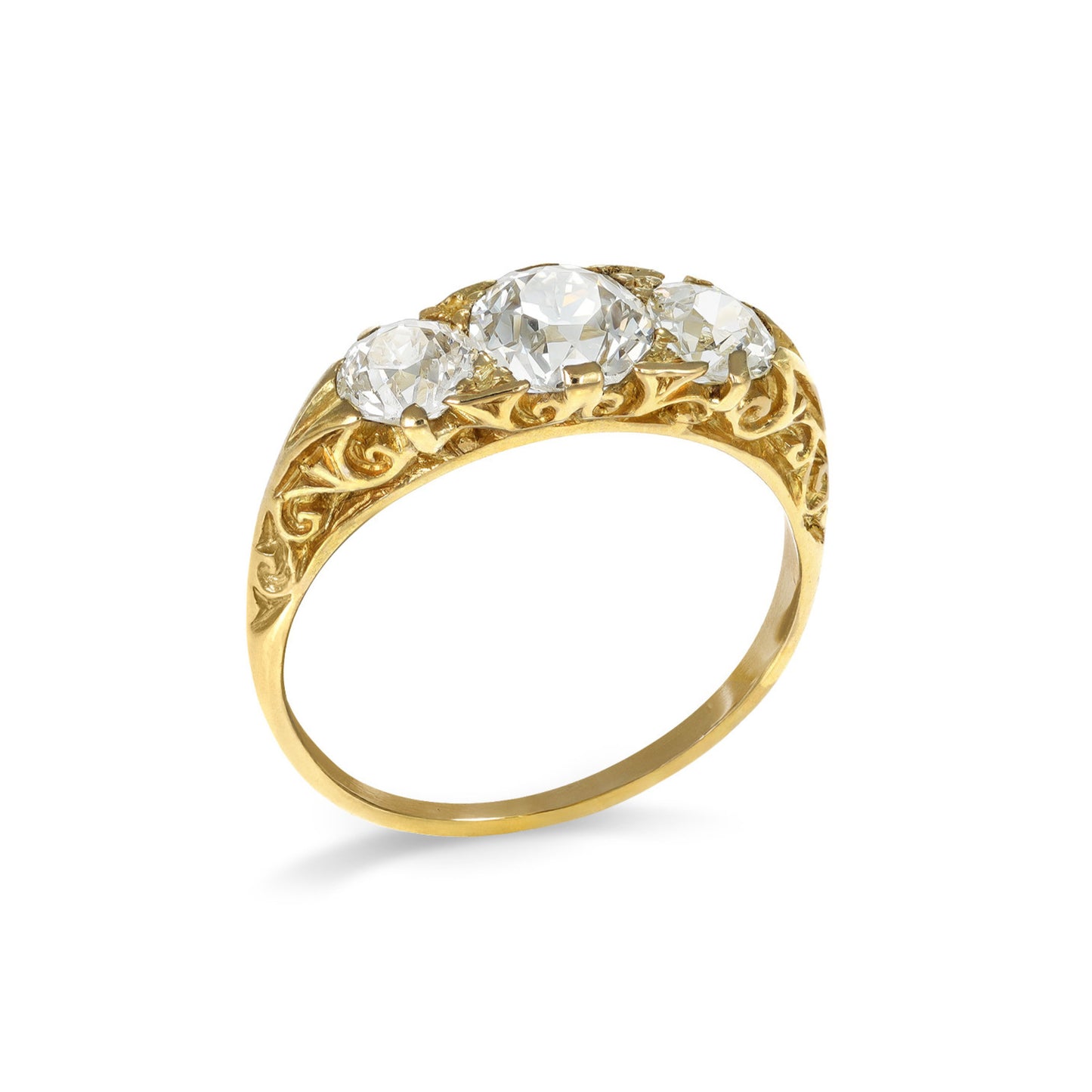 English Victorian 18KT Yellow Gold Diamond Ring profile